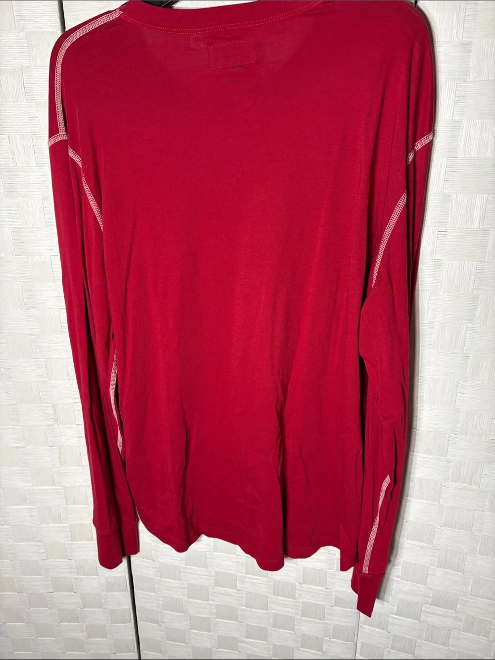 True Religion Red Men's Long Sleeve Henley Shirt
